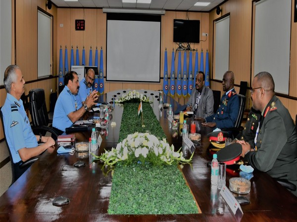 Indian Air Force (IAF) Chief Air Chief Marshal RKS Bhadauria on Thursday met Lt Gen Issameldin Saeid Koko Abdalrrahman, Commander of Air Force, Sudan (Twitter/IAF)