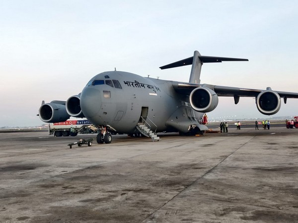 IAF aircraft at Chennai airport on Tuesday morning. (Photo/ANI)