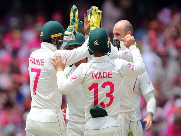 Australian team celebrating after taking a wicket. (Photo/ICC Twitter)