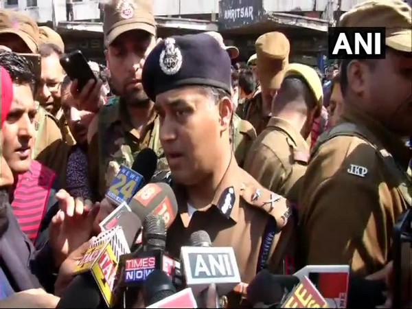 MK Sinha, Inspector General of Police, Jammu speaking to media persons from the grenade blast site