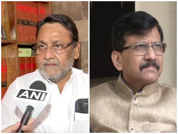 NCP chief spokesperson Nawab Malik (l) and Sena leader Sanjay Raut 