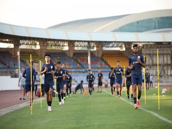 India men's football team practicing ahead of match against Belarus (Image: AIFF)