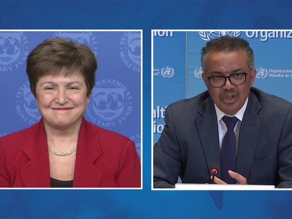IMF Managing Director Kristalina Georgieva (left) and WHO Director General Tedros Adhanom Ghebreyesus
