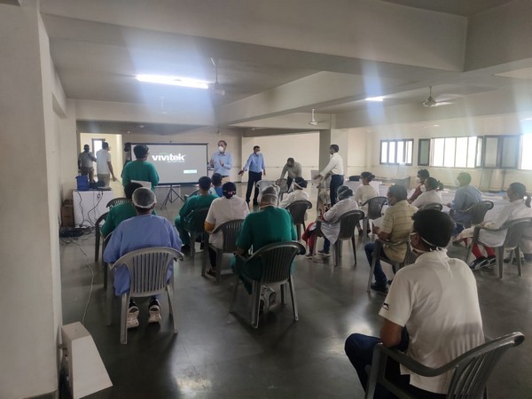 The government of India hosting a meeting for the Indo-Tibetan Border Police (ITBP) and the World Health Organisation (WHO) in the Sardar Patel COVID Care Center (Photo/ANI)