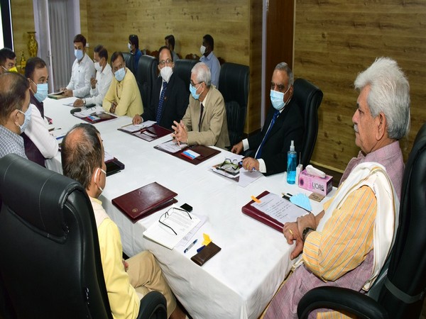 Jammu and Kashmir Lieutenant Governor Manoj Sinha reviewing the master plan for the Mata Vaishno Devi shrine. 