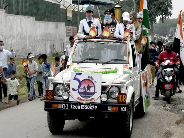 Swarnim Vijay Varsh victory flame ceremony in J-K's Badami Bagh Cantonment. (Photo/ANI)