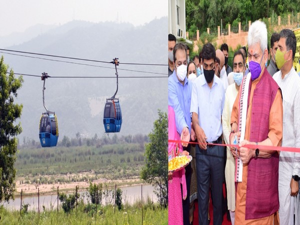 J-K Lt Governor inaugurates much-awaited 1.18 km ropeway. (Photo/ANI)
