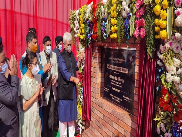 LG Manoj Sinha laying foundation for Tawi riverfront development project. (Photo/ANI)