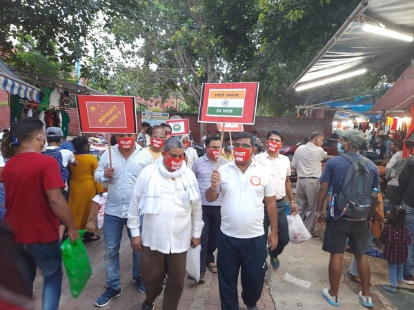 Traders in national capital New Delhi continue to hold protest against the Chinese products. Photo/ANI