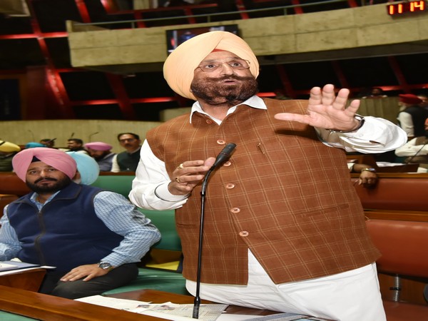 Punjab Cooperation and Jails Minister Sukhjinder Singh Randhawa speaking in the Vidhan Sabha on Thursday. Photo/ANI