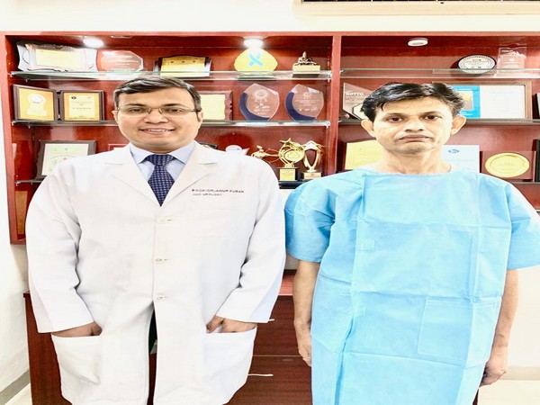 Dr Anup Kumar, head of urology and renal transplant at Safdarjung hospital with his patient Sushil Rastogi. Photo/ANI