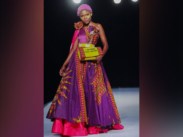 Model exhibiting outfit designed by Ms. Kasonde Nkole, First Winner during the Zambia Fashion Week