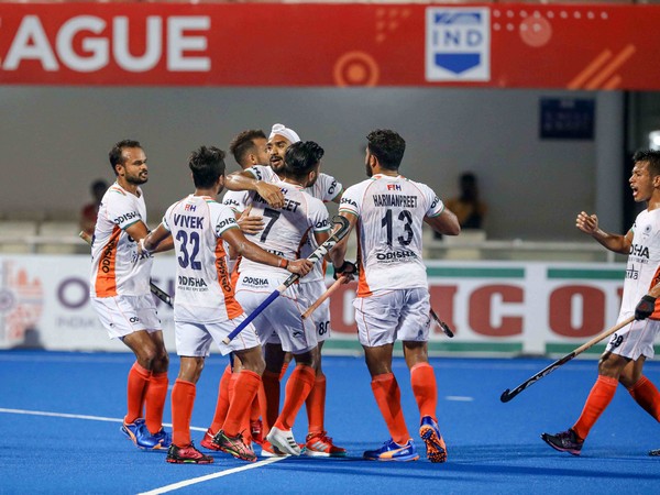 Indian hockey team celebrating after win (Image: Hockey India twitter)
