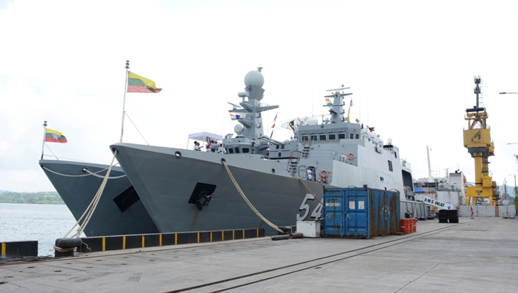 Myanmar Navy Ship UMS King TabinShweHtee (773) and UMS Inlay (OPV-54) at Port Blair on Tuesday. Photo/ MOD