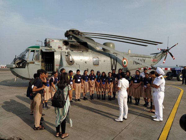 School children at INS Shikra in Mumbai on Tuesday. Photo/ANI