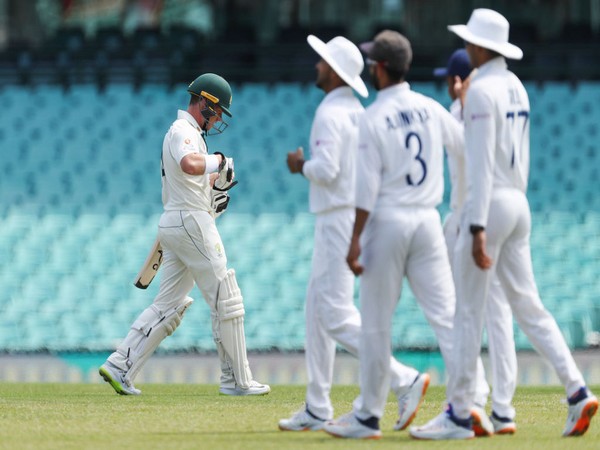 Indian players celebrating after taking a wicket against Australia A (Photo/ BCCI Twiiter)  