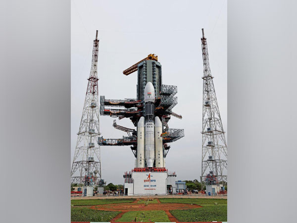 Geosynchronous Satellite Launch Vehicle Mark III (GSLVMKIII) carrying Chandrayaan 2 in Sriharikota. (Picture courtesy: ISRO Twitter)