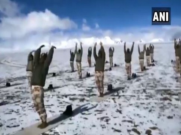 ITBP performing Yoga in Ladakh. Photo/ANI