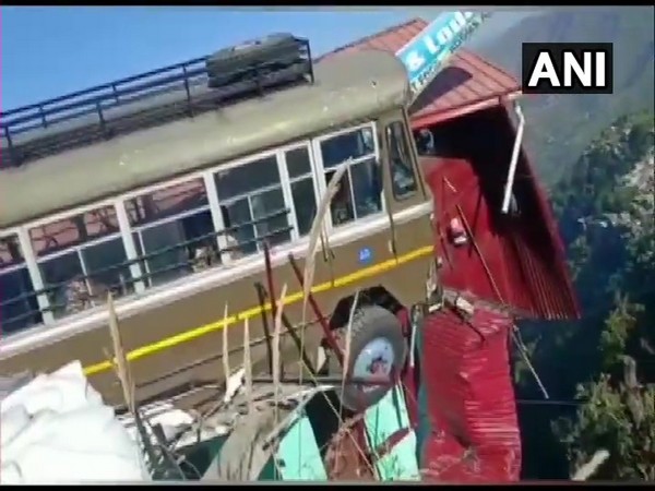 A Indo-Tibetan Border Police (ITBP) bus lost control near Kempty Falls. (Photo/ANI)