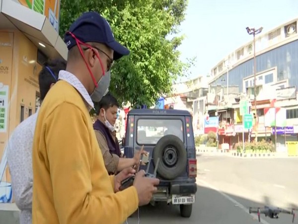 ITDA officials operating the drone in Uttarakhand on Sunday. Photo/ANI