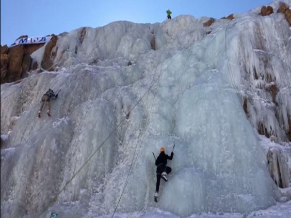 Ladakh Mountaineering Association organises Ice Climbing festival at Gangles Village on Sunday (Photo/ANI)