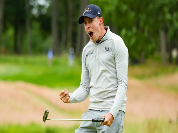Golfer Matt Fitzpatrick celebrates after winning US Open 2022