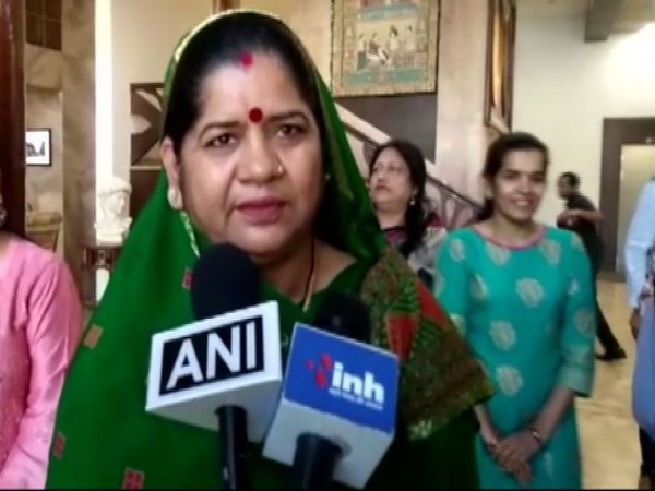 Madhya Pradesh Minister of Women and Child Development Imarti Devi speaking to reporters on Sunday.