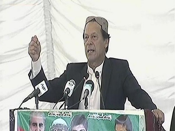 Pakistan Prime Minister Imran Khan addressing a public gathering in Sindh on Friday