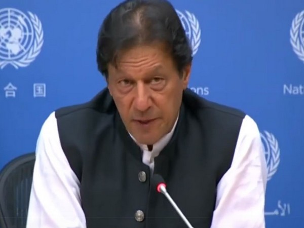 Pakistan Prime Minister Imran Khan speaking at a press conference in New York on Tuesday.