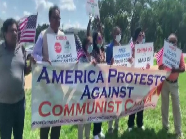 Indians, Vietnamese, Tibetans and Taiwanese protesting in front of Capitol Hill against China's expansionist policies. (Photo/ANI)