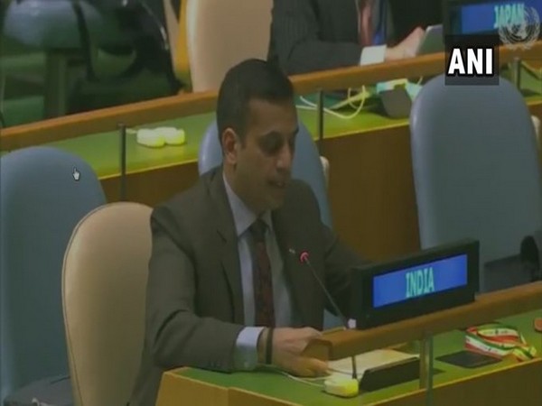 First Secretary Ashish Sharma speaking on 'Culture of Peace' at the 75th Session of the United Nations General Assembly.