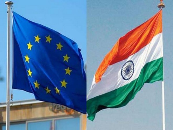European Union and Indian flags 