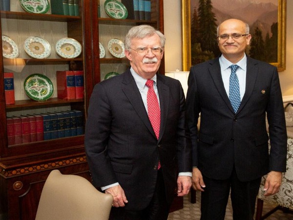 US National Security Advisor John Bolton (left) and Foreign Secretary Vijay Gokhale (ANI photo)