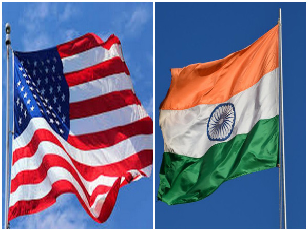 Flags of United States and India.