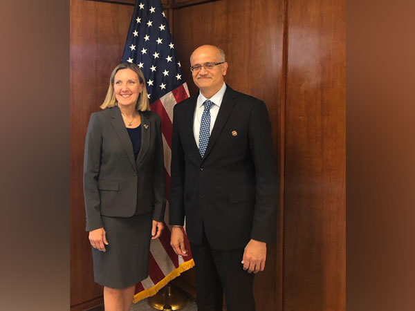 Foreign Secretary Vijay Gokhale and Andrea Thompson, Under Secretary of State for Arms Control and International Security in Washington DC on Wednesday. (CREDITS: MEA TWITTER)