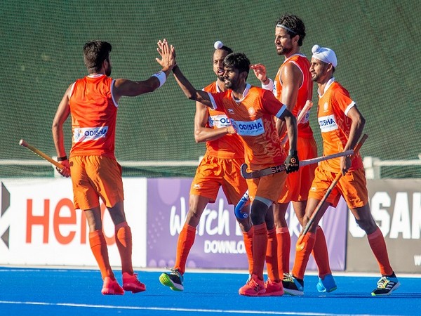 Team India celebrating Rupinder's goal (Image: Hockey India)