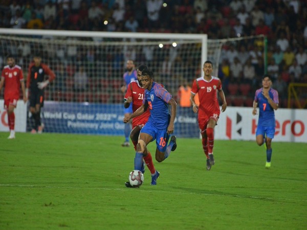 Sunil Chhetri scored the only goal for India in the 24th minute. (Photo/Indian Football Team Twitter)