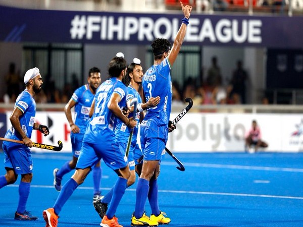 Indian players celebrating after defeating Australia. (Photo/Hockey India Twitter) 