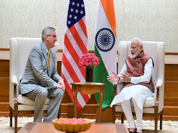 Prime Minister Narendra Modi with Governor of Indiana state Eric Holcomb (Picture Credit: Eric Holcomb/Twitter)