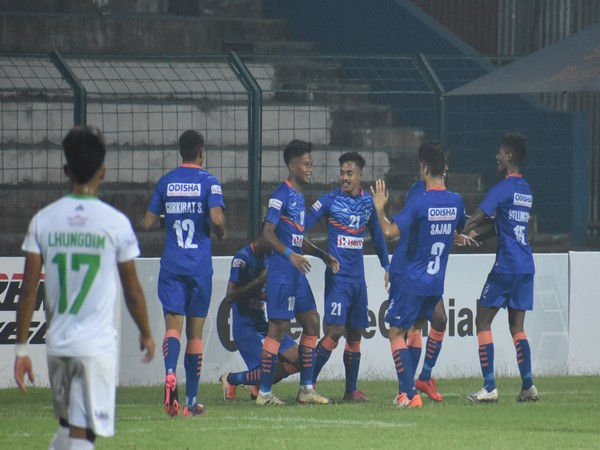 Indian Arrows players celebrating goal against NEROCA. (Photo/ AIFF)