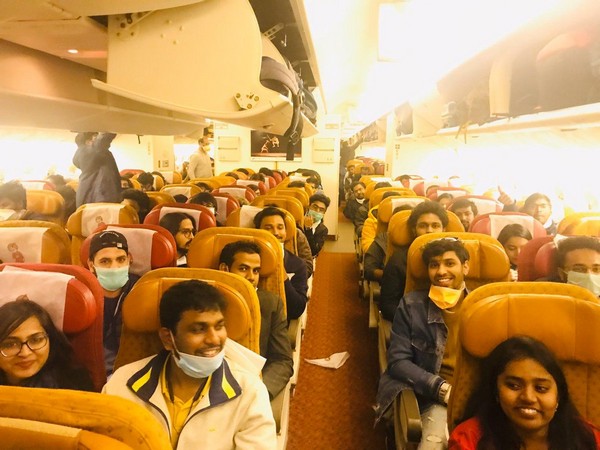 Indian students and compassionate cases on board in a special Air India flight for India on Sunday.