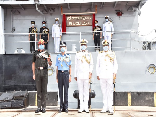 INLCU L57 was commissioned into Indian Navy on Friday.         Photo/ANI