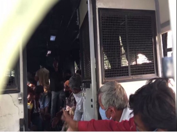 People booked for violating lockdown were taken to the SDM office in one vehicle. Photo/ANI