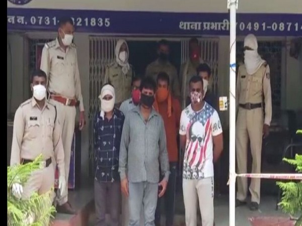 Six people held for allegedly beating up a man in Indore, on Sunday. Photo/ANI
