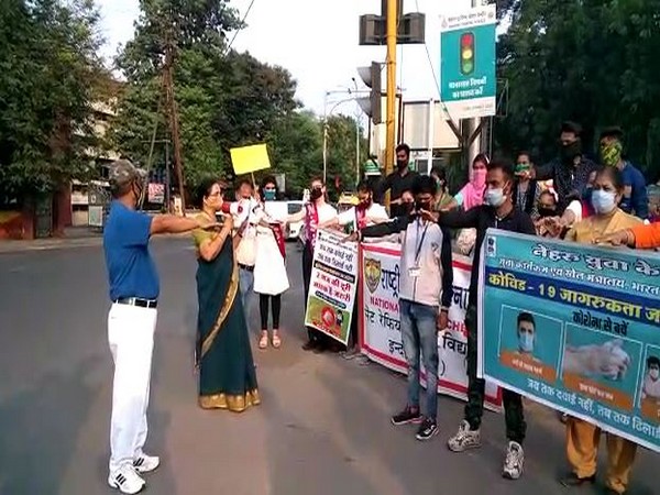 Visual from the COVID-19 campaign in Indore on Wednesday. Photo/ANI