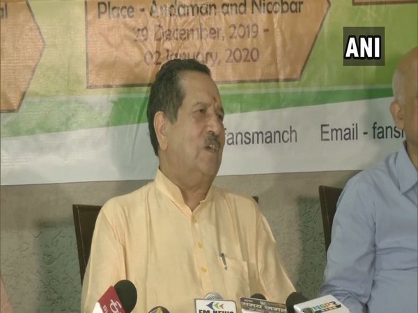 RSS leader Indresh Kumar while addressing a press conference in Bhopal on Wednesday. (Photo/ANI)