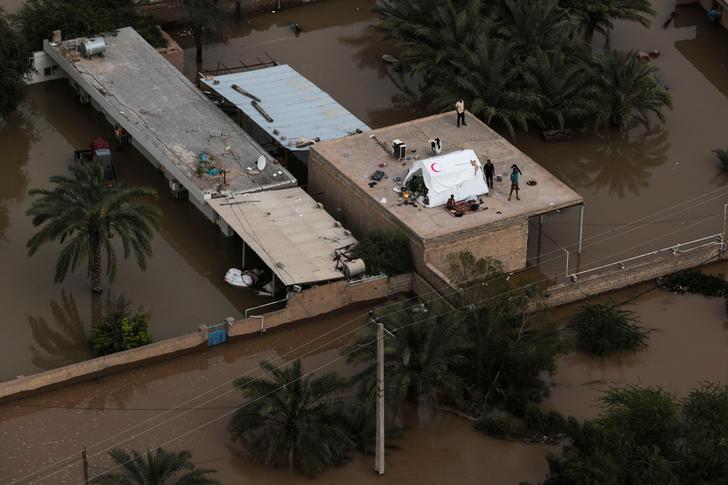 An arial view of flooding in Khuzestan province, Iran