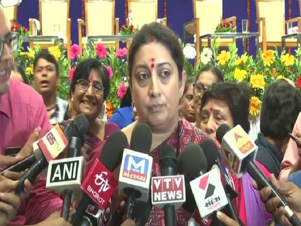 Smriti Irani while attending the Smartphone distribution program