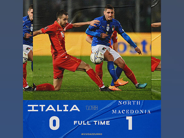Italy football team in action against North Macedonia in their play-off match (Image: Italy Football Twitter)