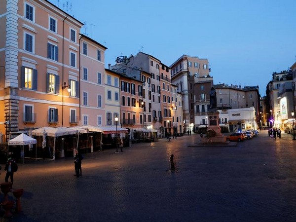 An almost empty Campo de Fiori square in Rome after a decree orders for the whole of Italy to be on lockdown in an unprecedented clampdown aimed at beating coronavirus